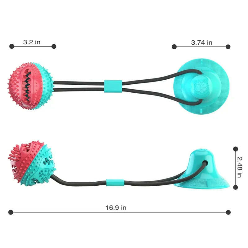 Durable suction ball toy providing mental stimulation and physical activity for dogs.